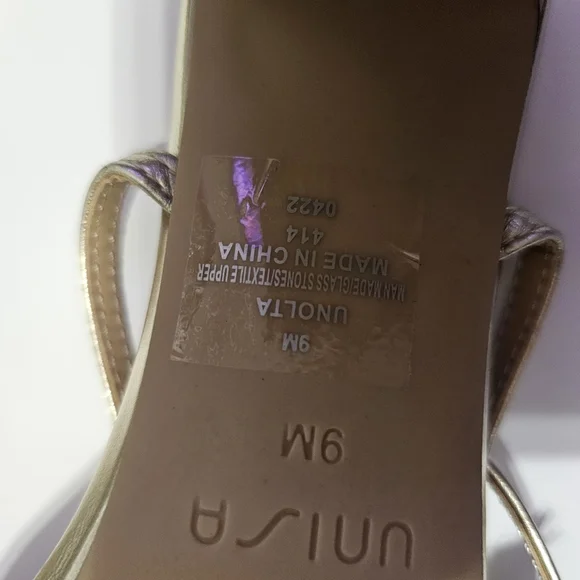 Rhinestone gold braided strappy block heel party shoes size 9 - Picture 15 of 15